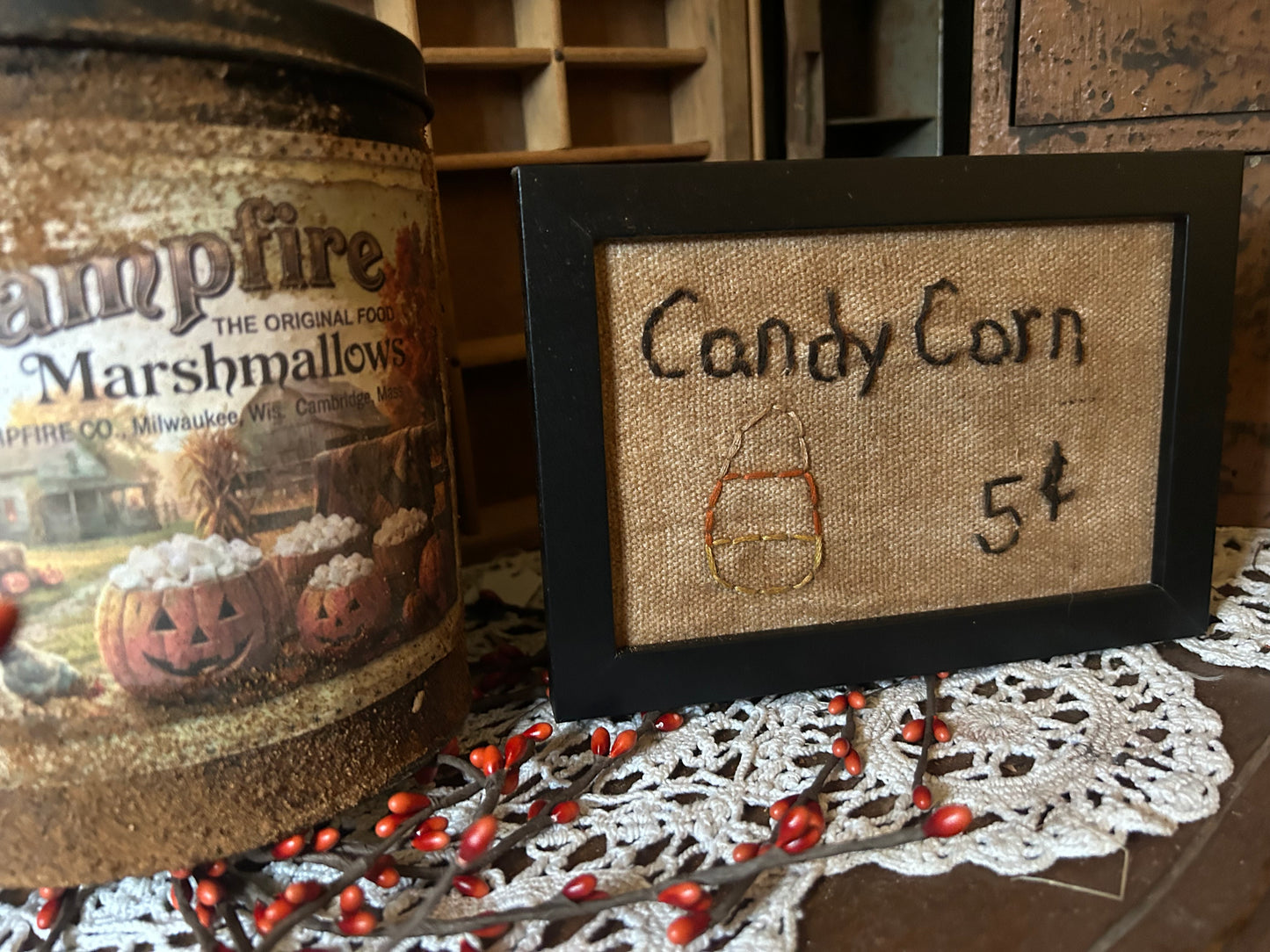 Candy Corn Handmade Primitive Sampler