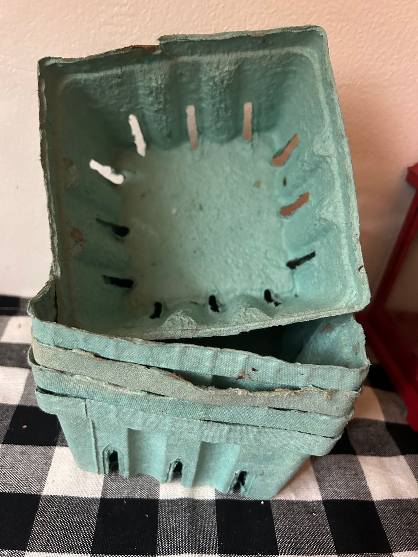 Vintage Prim Blue/Green Fruit basket