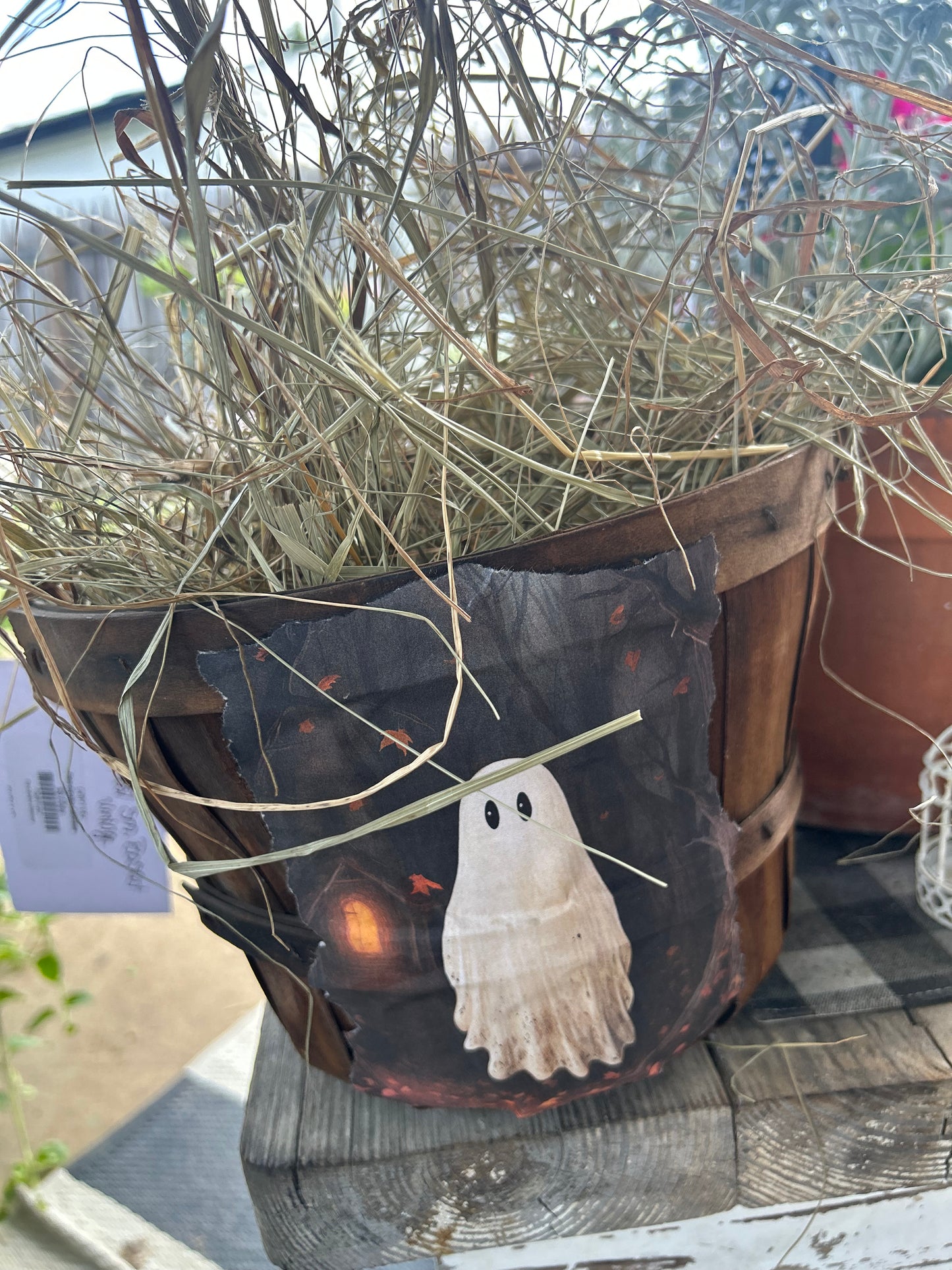 Vintage ghost apple basket