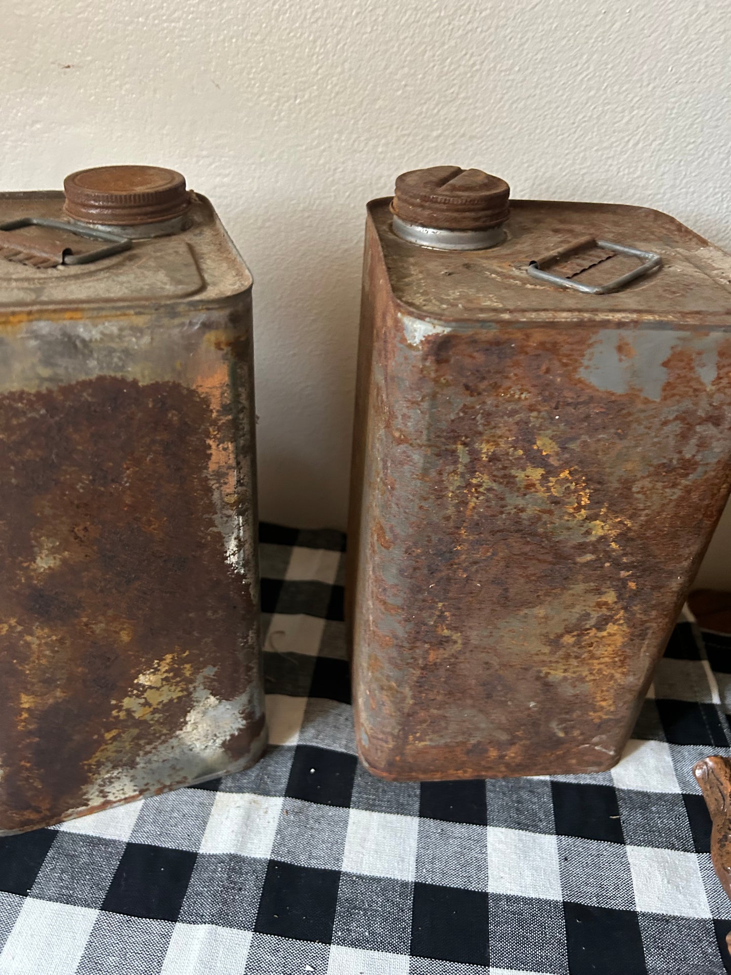 Vintage Rusty Crusty Gas cans