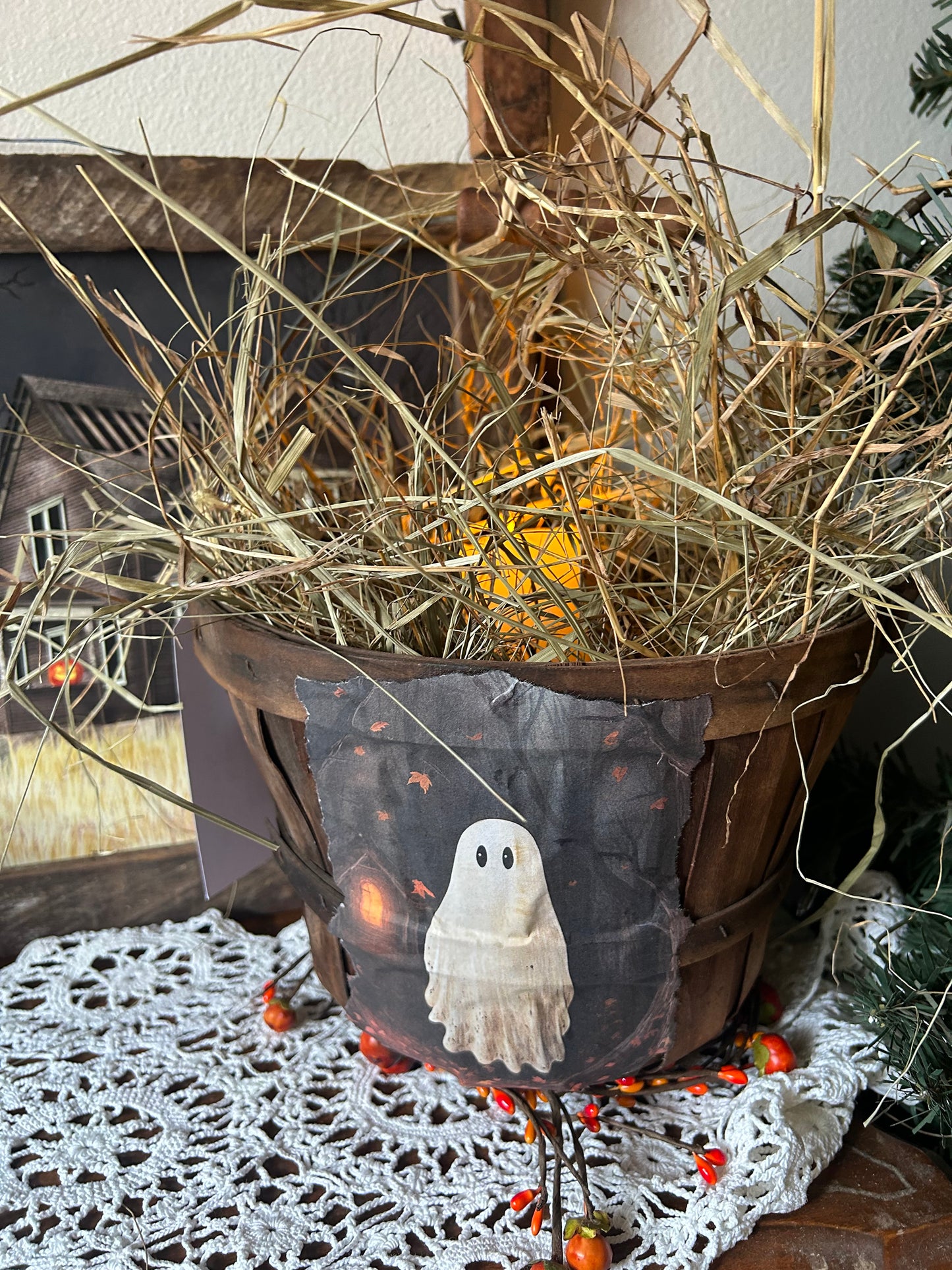 Vintage ghost apple basket