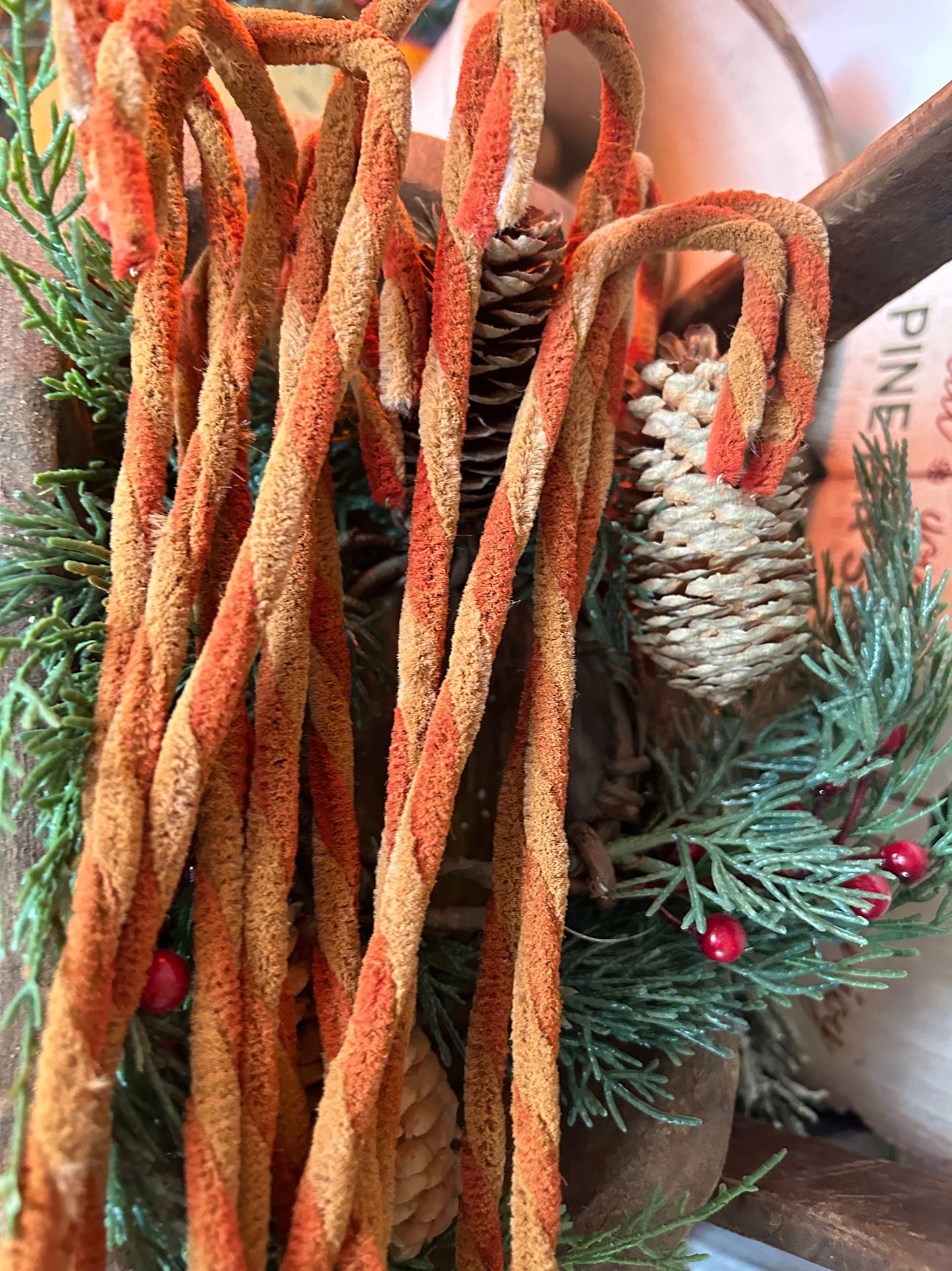 Grubby Handmade Chenille Candy Canes Set 12