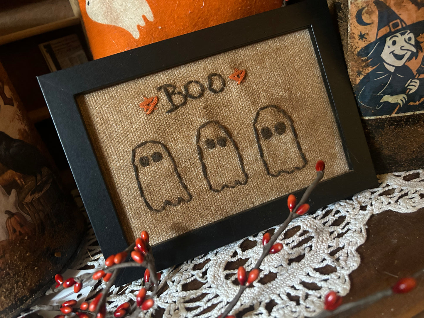 Boo Handmade Primitive Ghost sampler