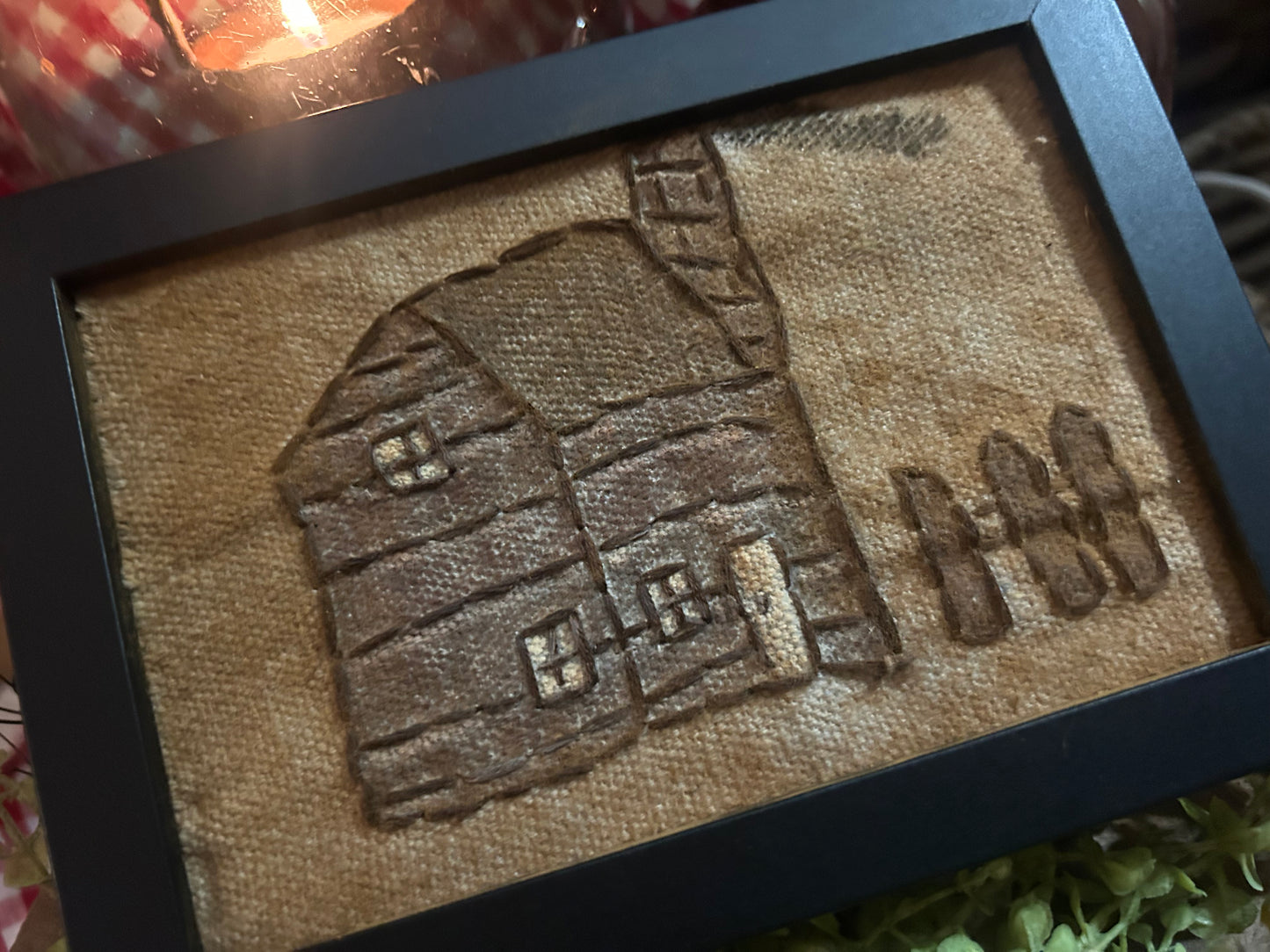 Primitive Handmade Cabin Sampler