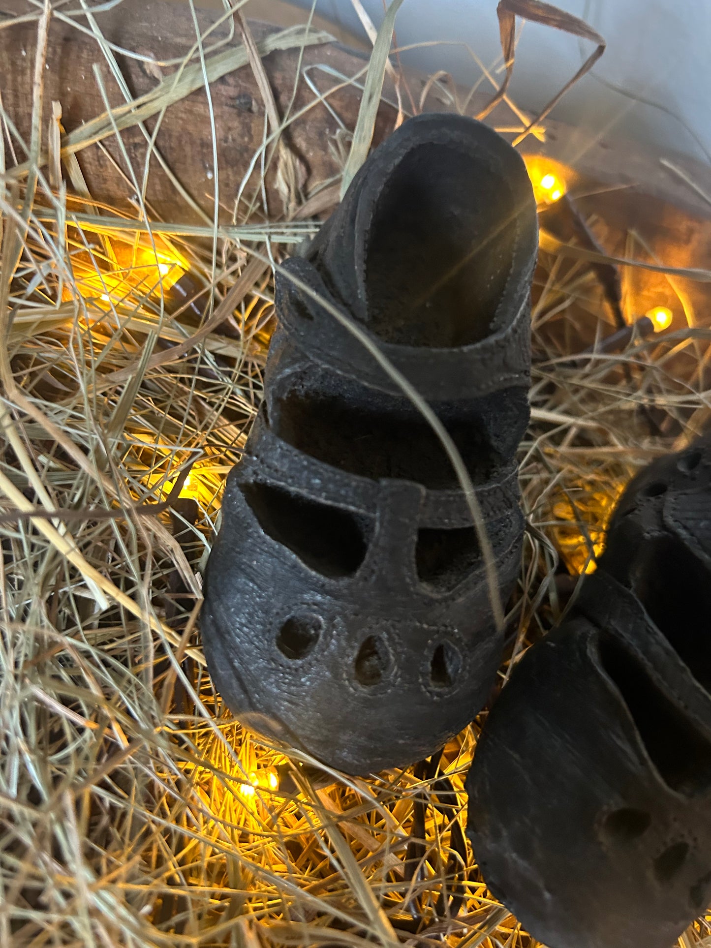 Vintage Resin Black Baby Shoes