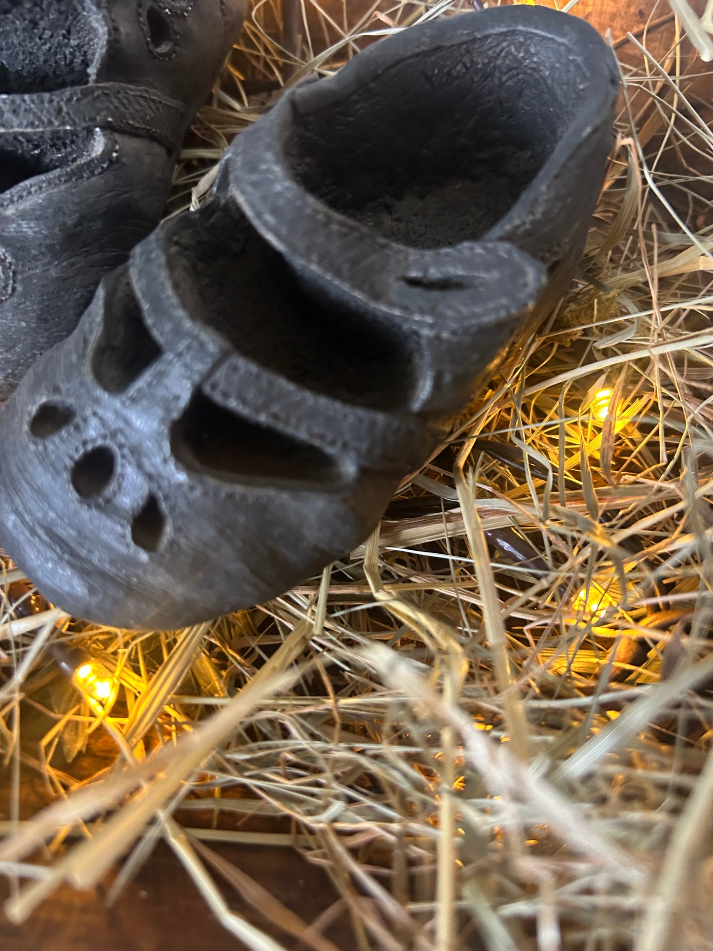 Vintage Resin Black Baby Shoes