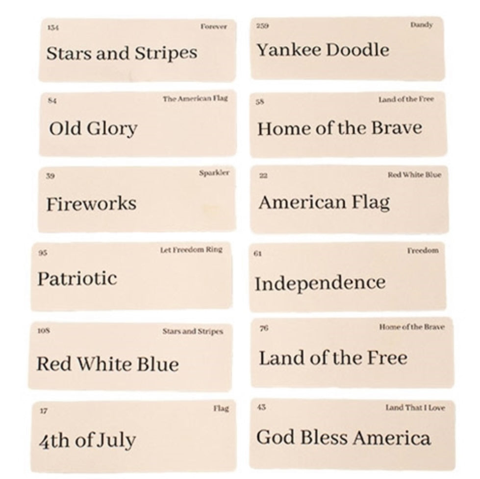 Americana Patriotic Vintage Inspired Flashcards Set 12