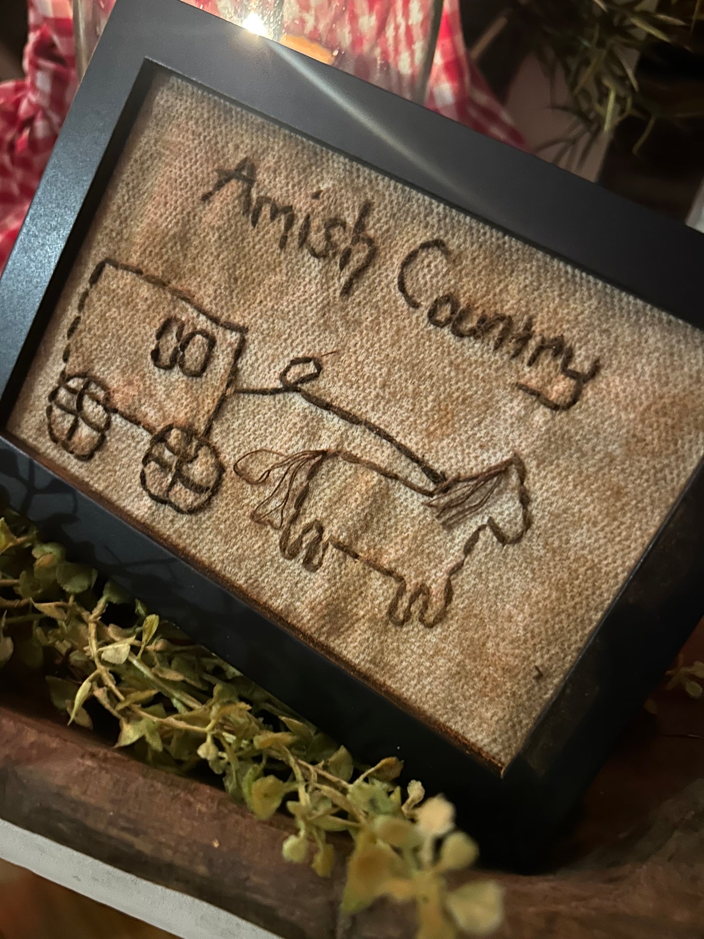 Handmade Primitive Amish Country Sampler