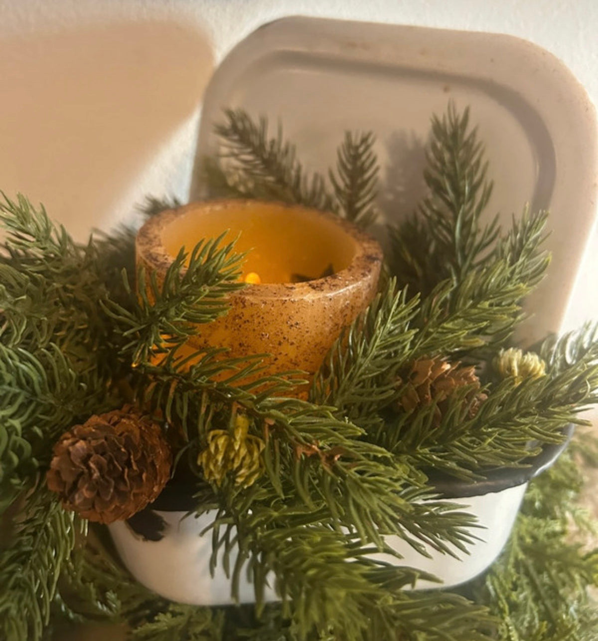 Vintage Enamel Pan w/Lid