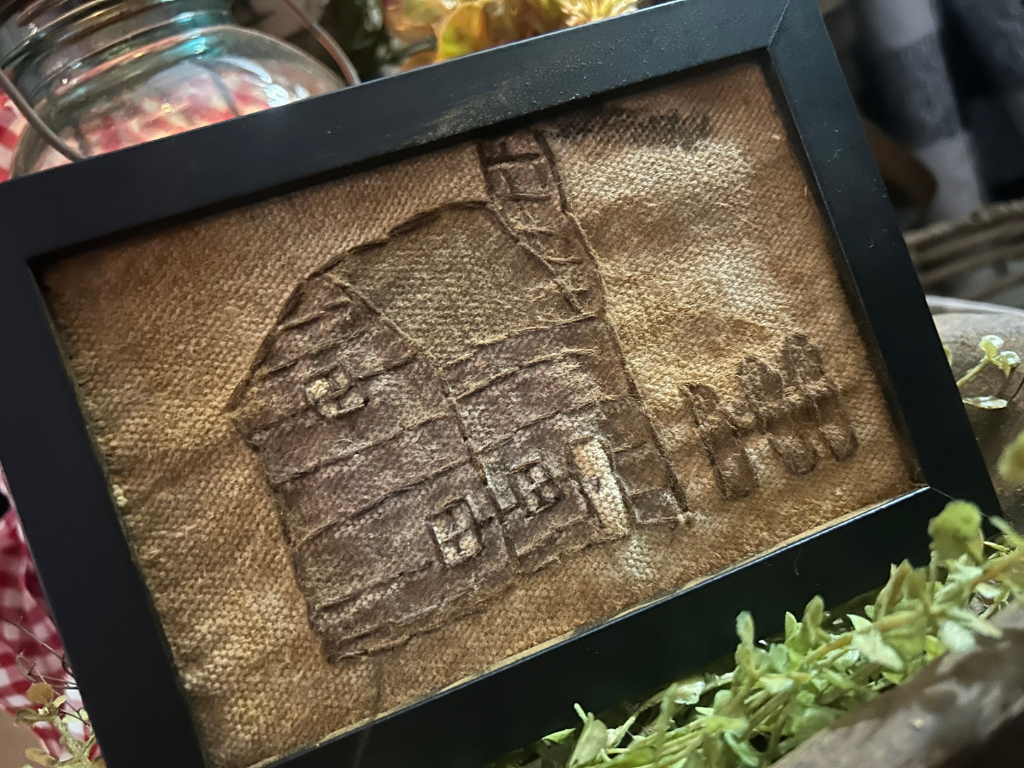 Primitive Handmade Cabin Sampler