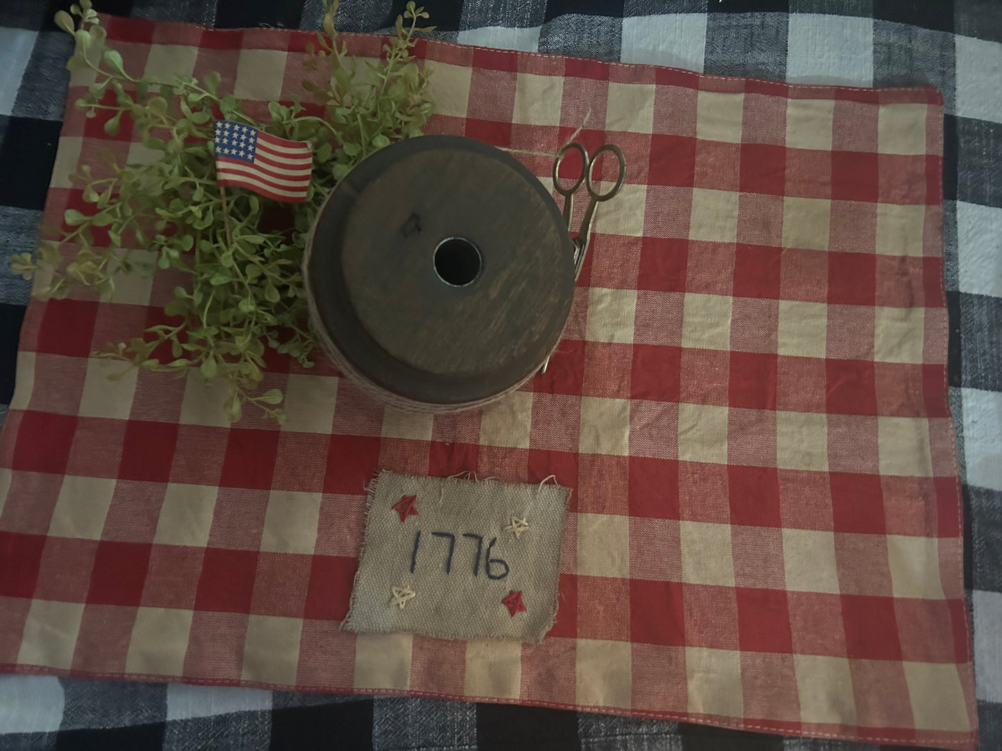 Handmade Primitive Americana X-Large Candle Mat **1776**