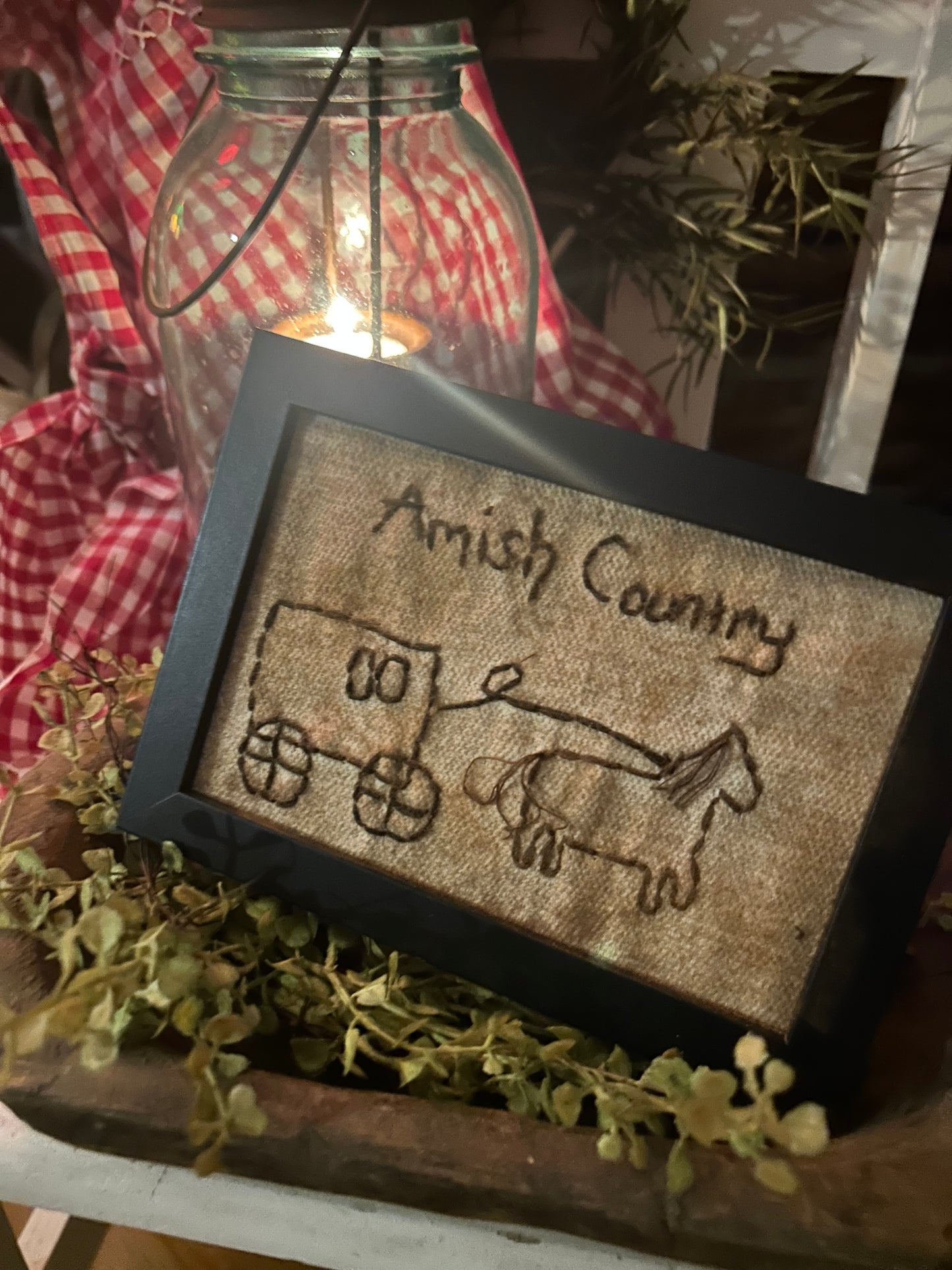 Handmade Primitive Amish Country Sampler
