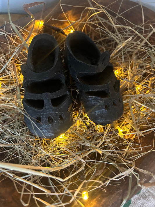 Vintage Resin Black Baby Shoes