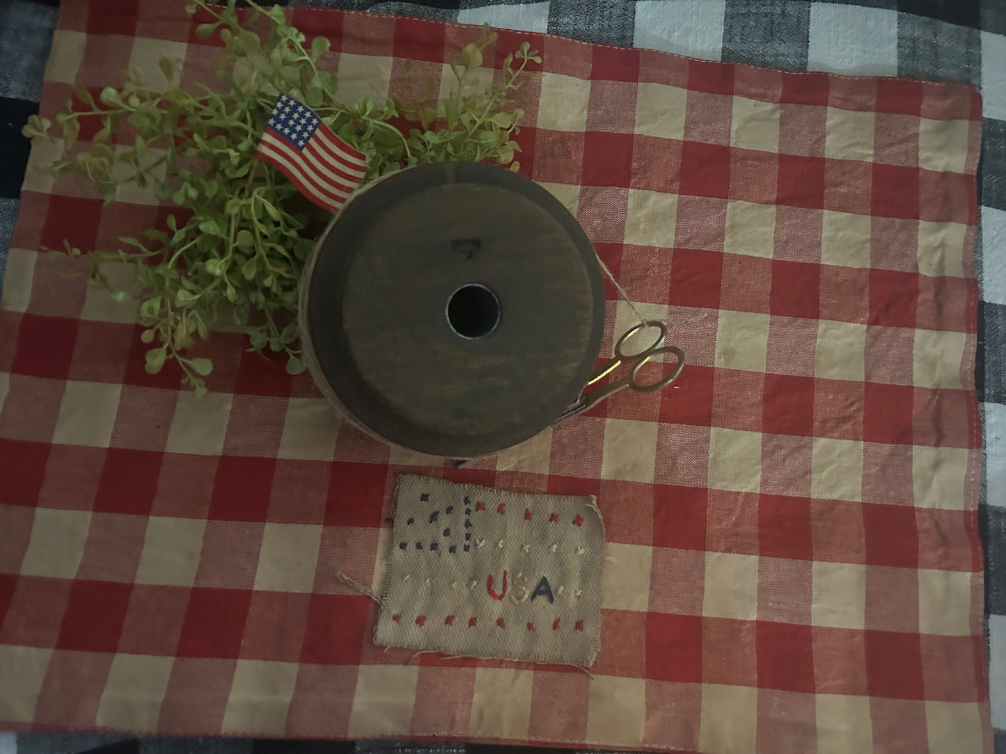 Handmade Primitive Americana X-Large Candle Mat **USA**