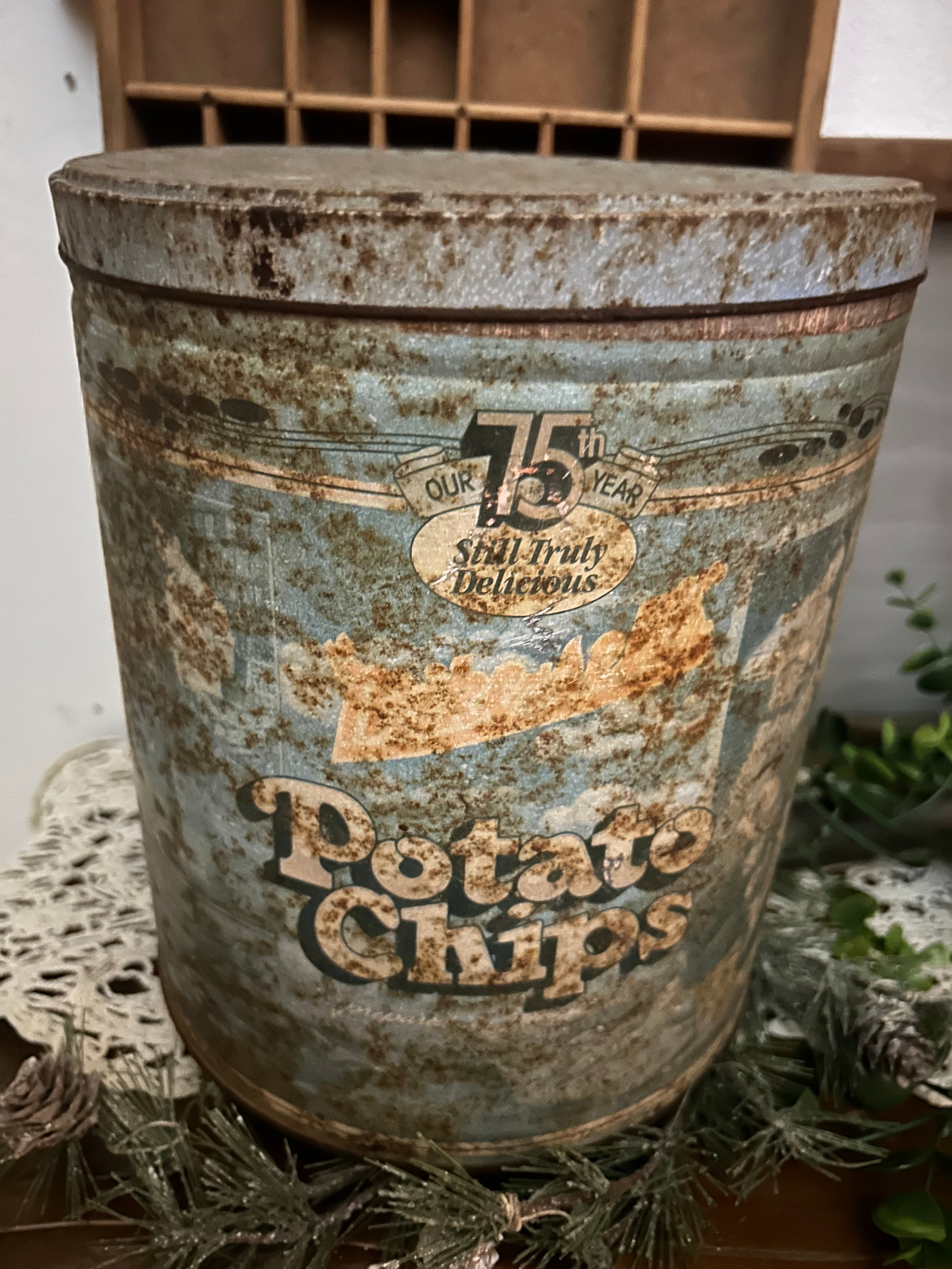 Vintage Metal Mike Sells Potato Chip Advertisement Tin Can – Colonial ...