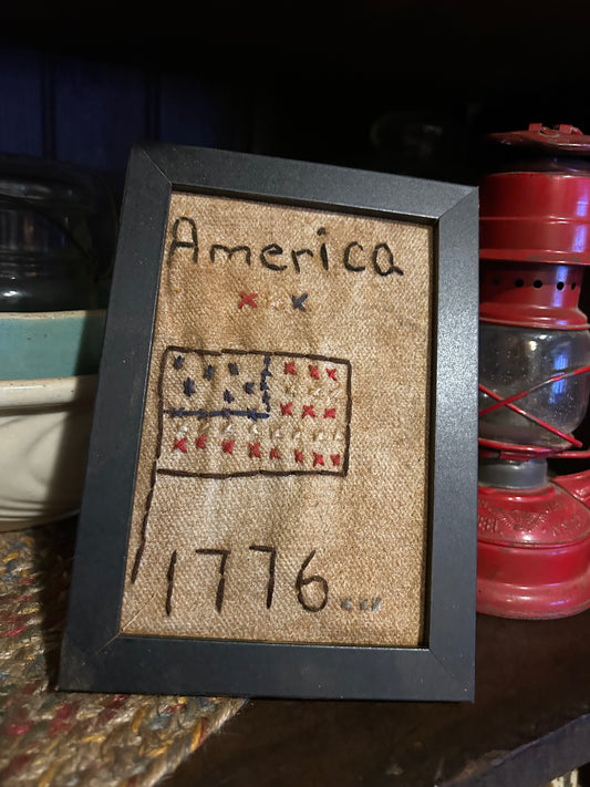 America 1776 Primitive Sampler