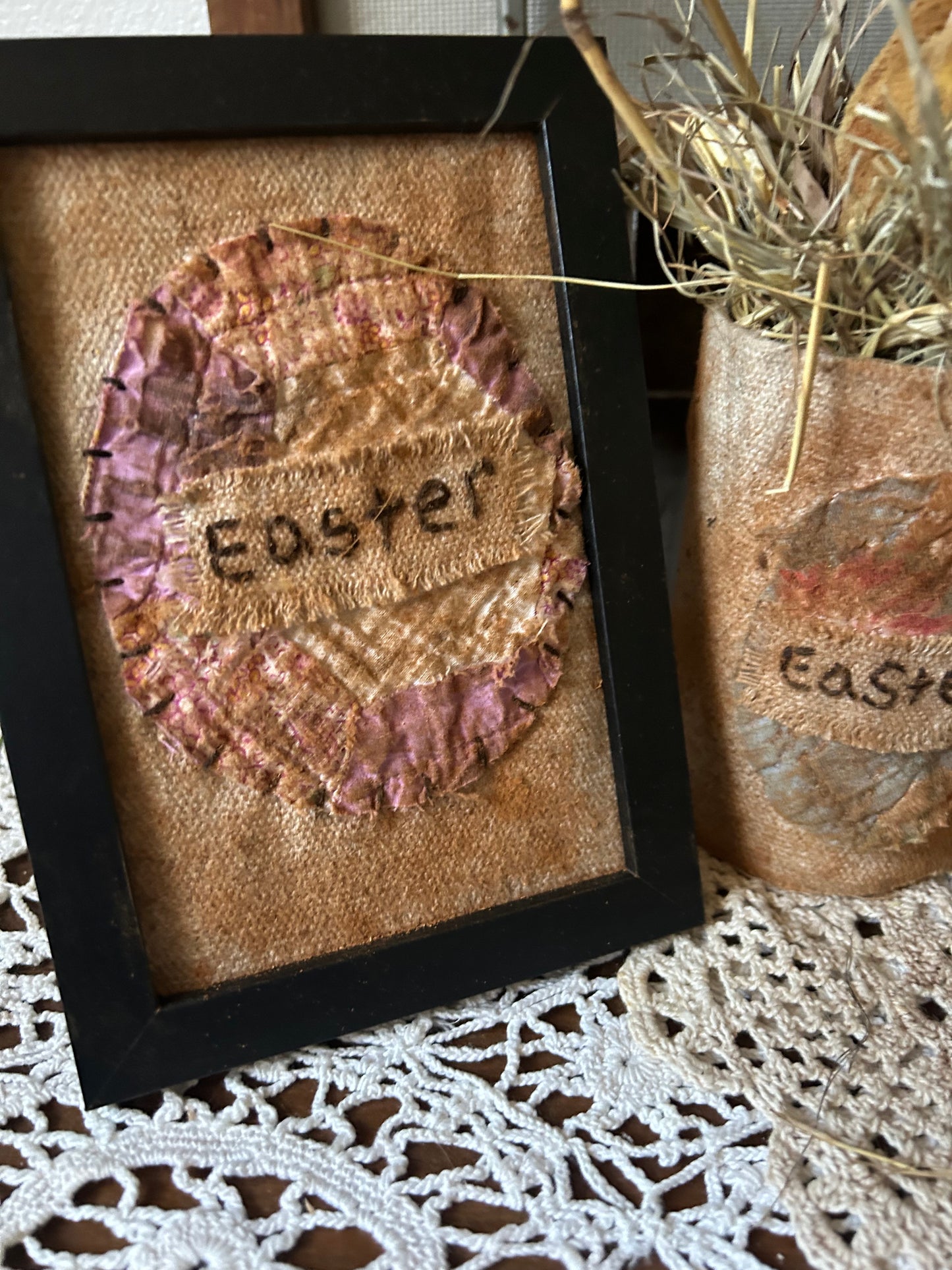Primitive Easter Quilted Handmade Sampler