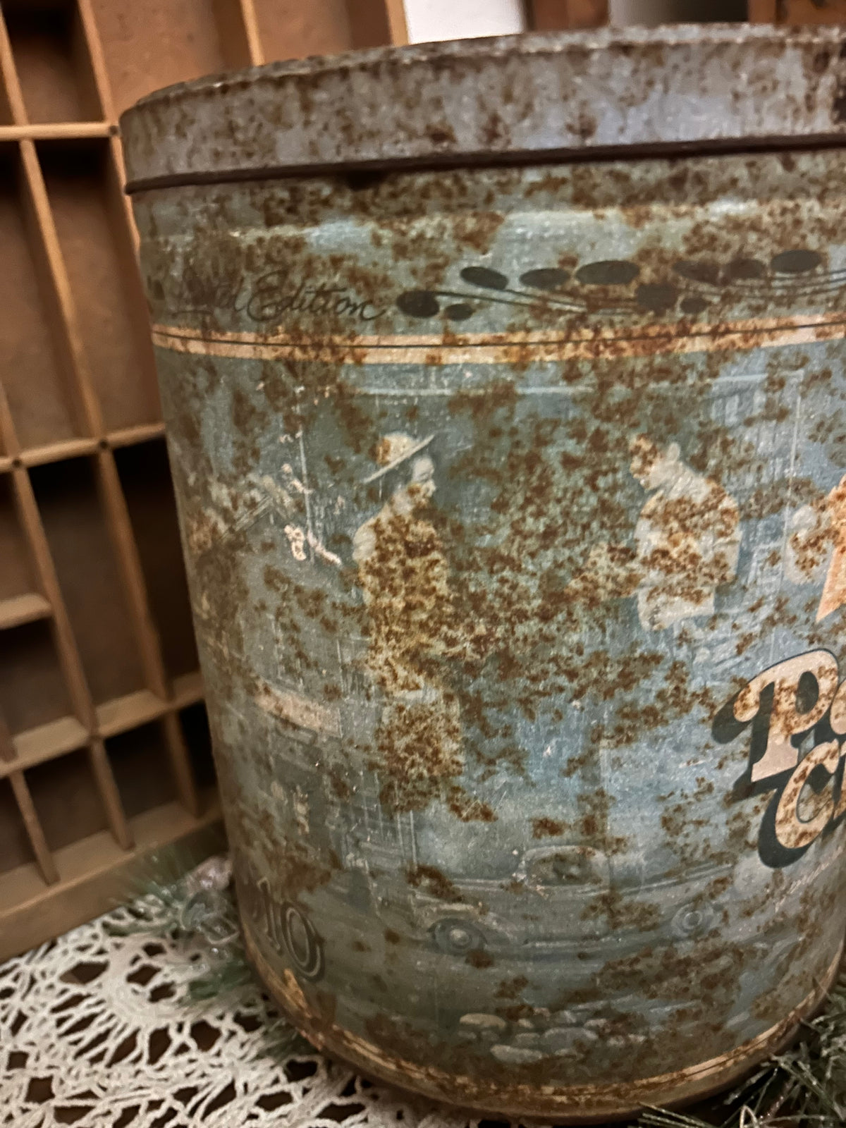 Vintage Metal Mike Sells Potato Chip Advertisement Tin Can