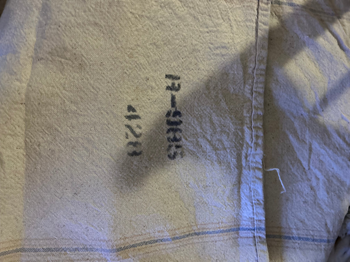 Bemis Seamless A Extra Heavy Cloth Feed Sack Bag Beige/Blue/Black Vintage