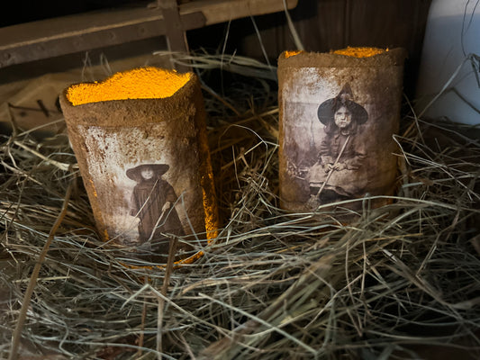Primitive Grubby Witch Girl Pillar Candle