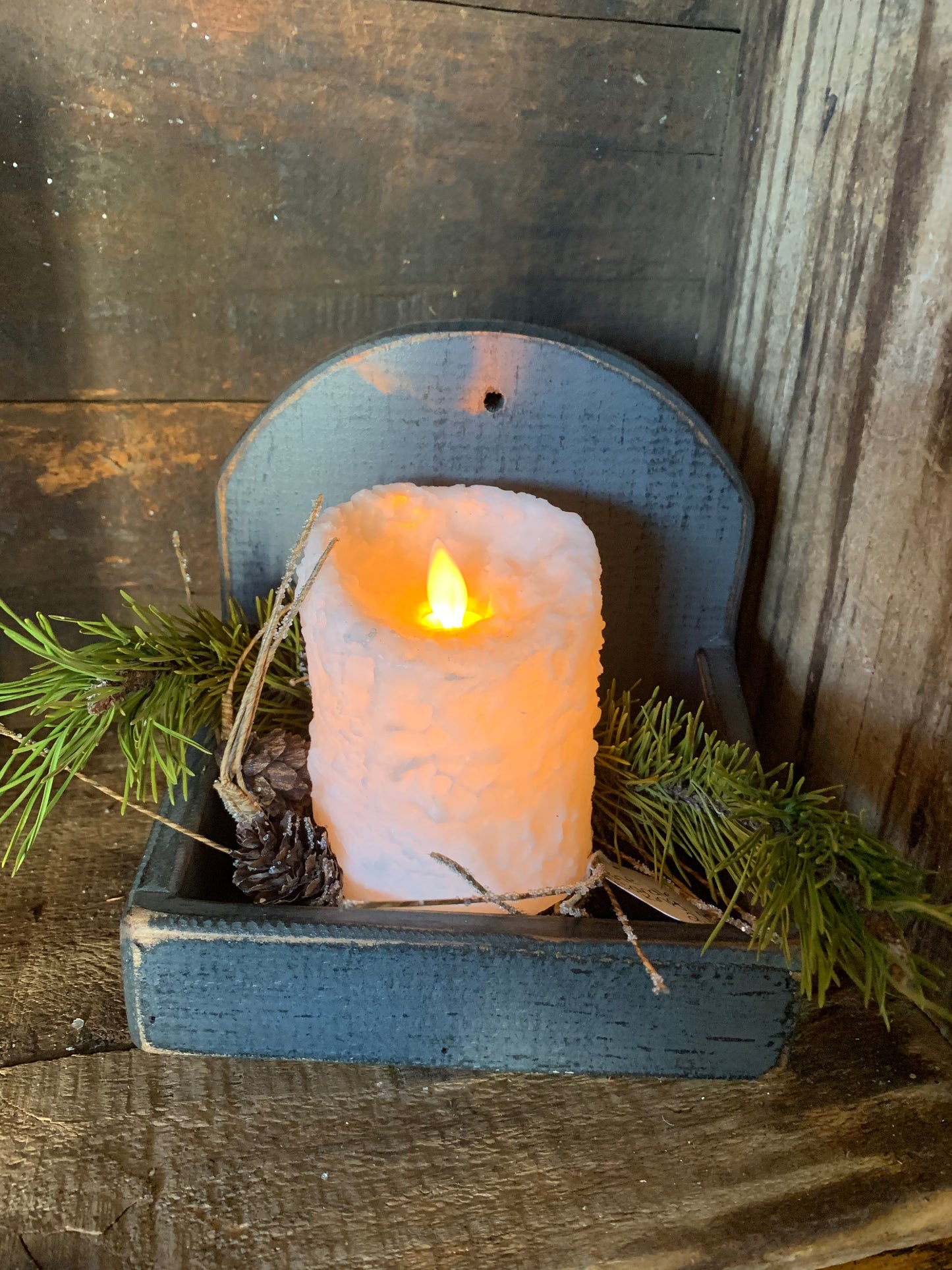 White chunky Flicker Timer Candle