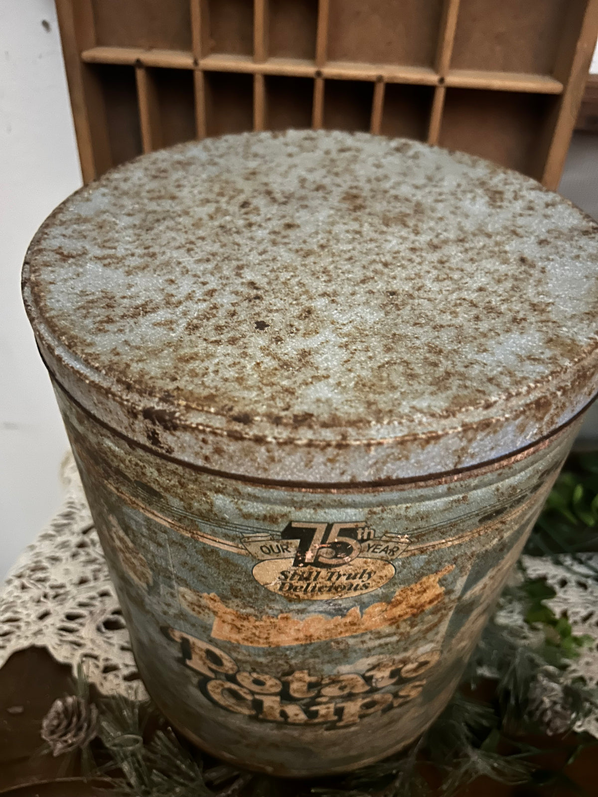 Vintage Metal Mike Sells Potato Chip Advertisement Tin Can