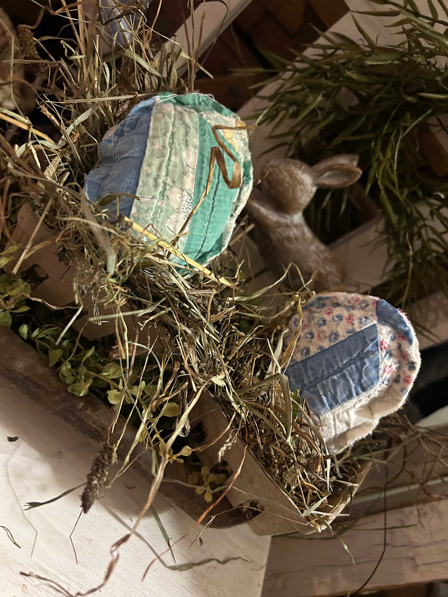 Handmade Vintage Quilted Egg Gathering
