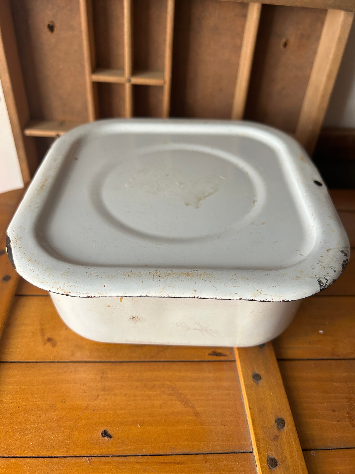 Vintage Enamel Pan w/Lid