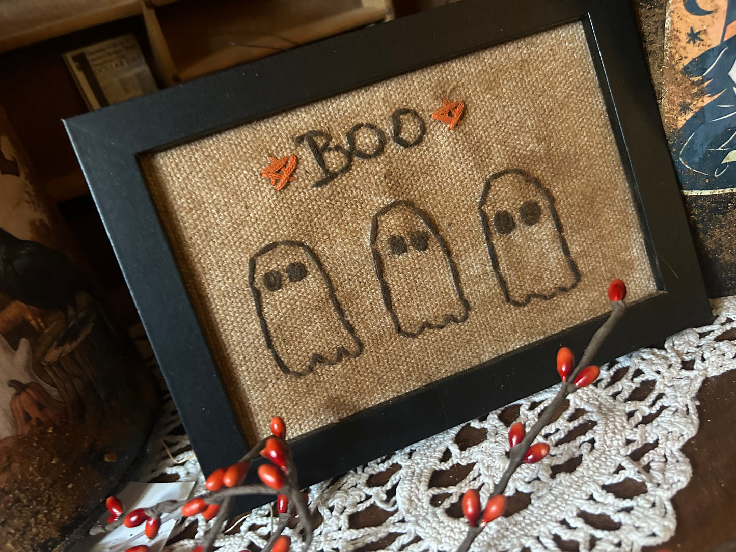 Boo Handmade Primitive Ghost sampler