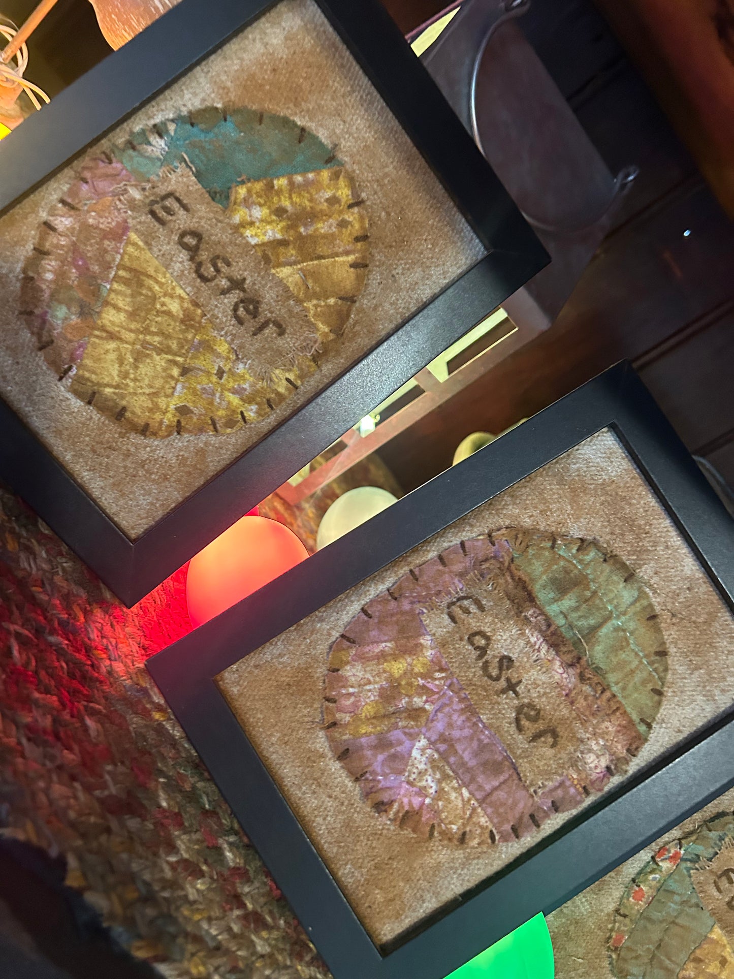 Primitive Easter Quilted Handmade Sampler