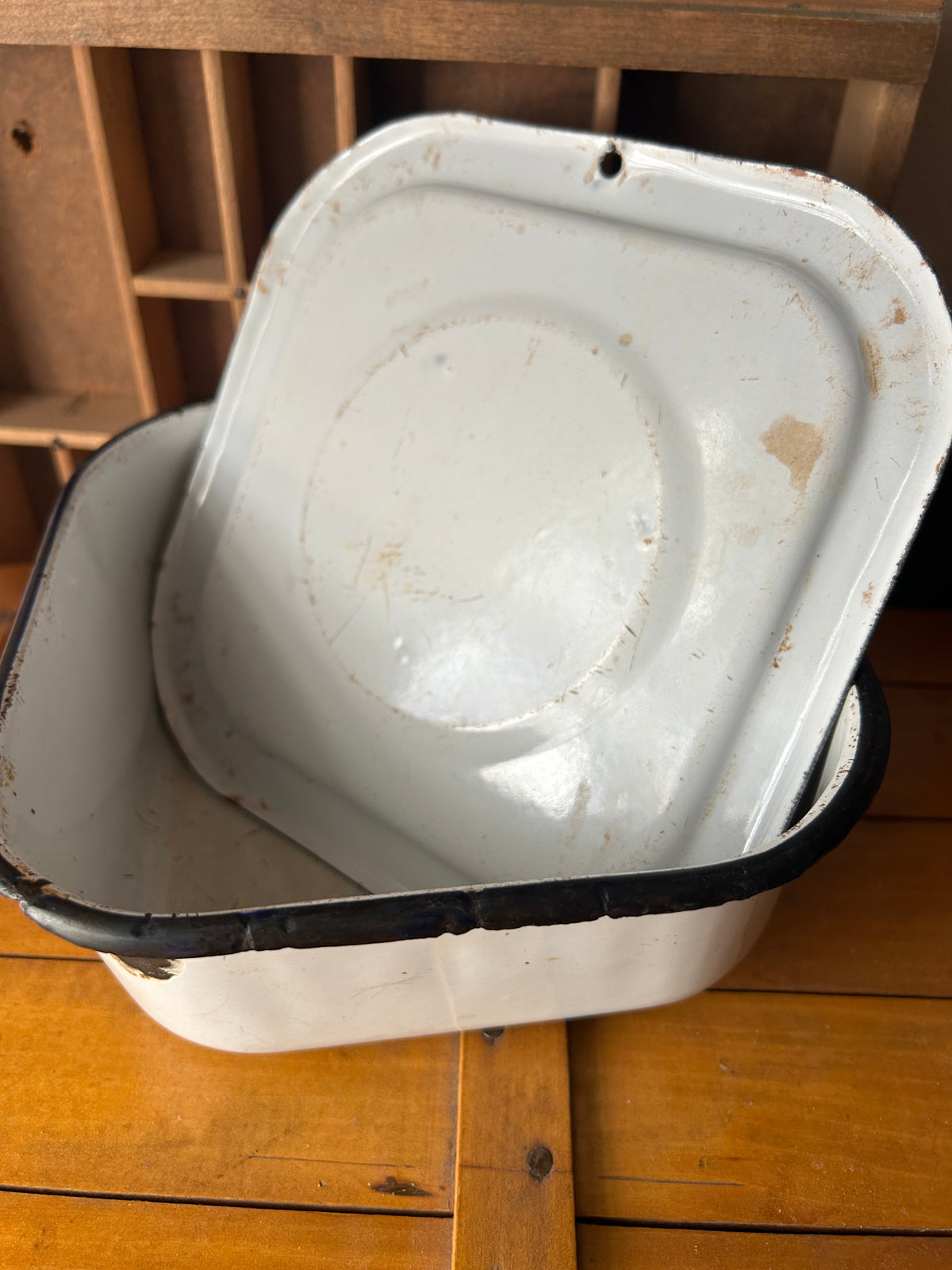 Vintage Enamel Pan w/Lid