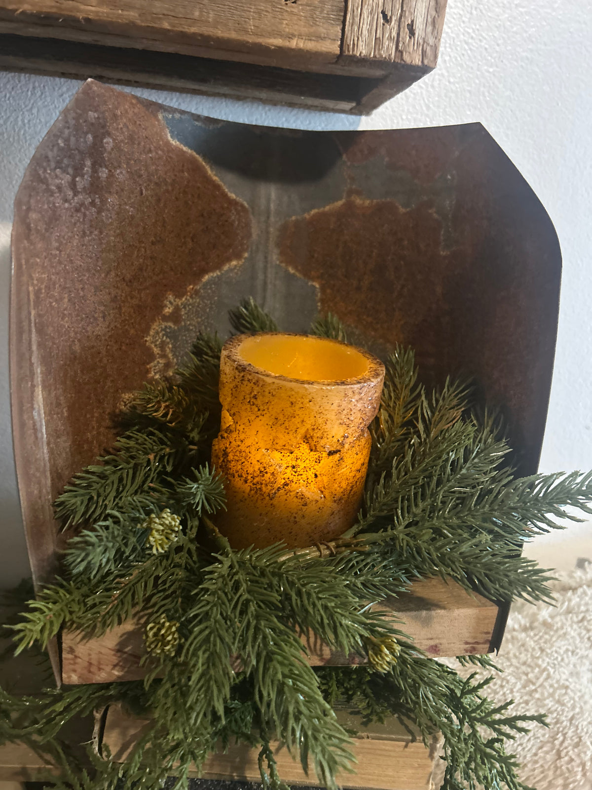 Primitive Barnwood Large Candle Sconce Farmhouse Handmade
