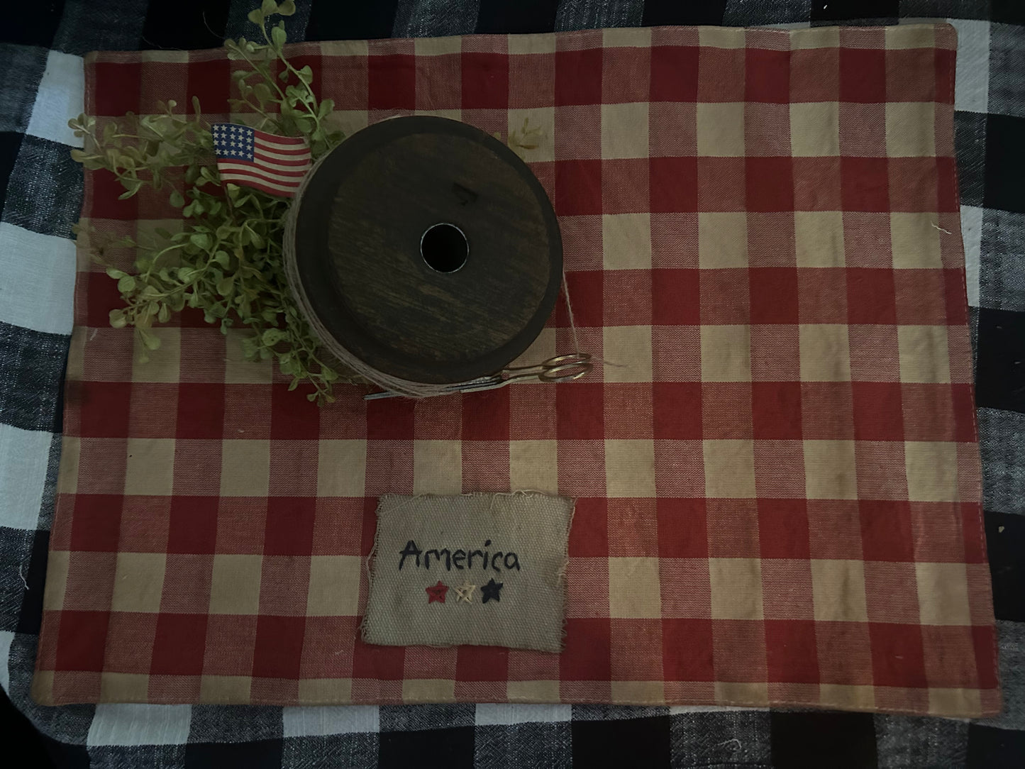 Handmade Primitive Americana X-Large Candle Mat **America**