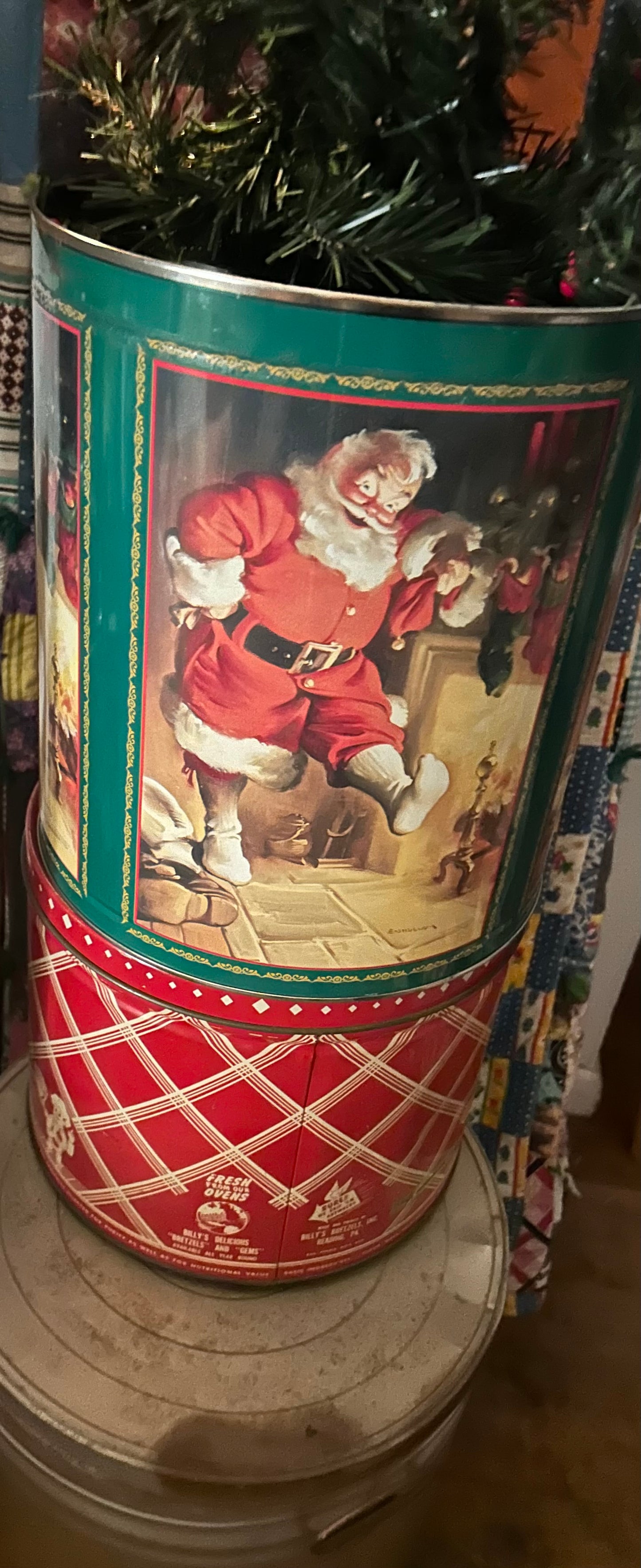 Vintage X-Large Santa Tin