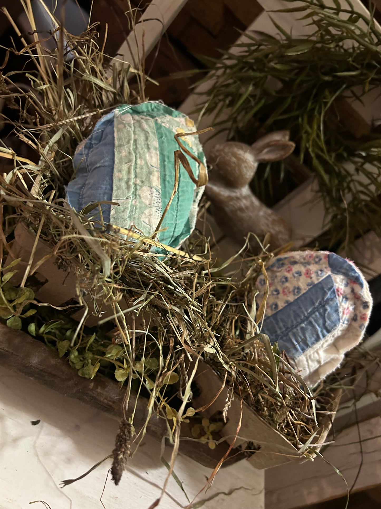 Handmade Vintage Quilted Egg Gathering