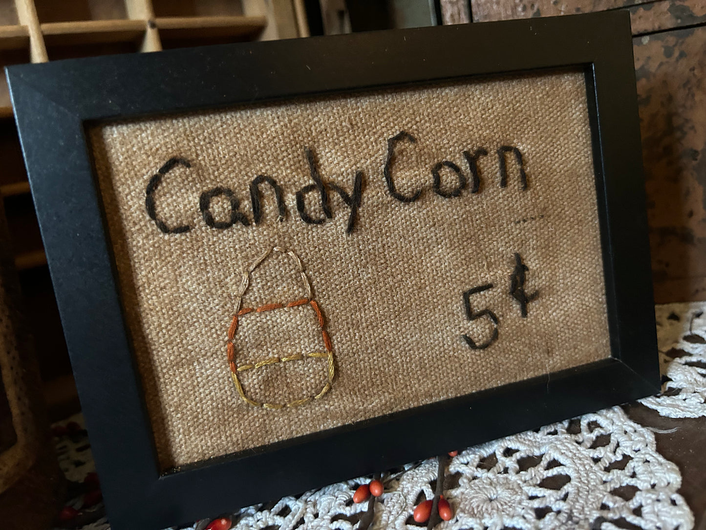 Candy Corn Handmade Primitive Sampler