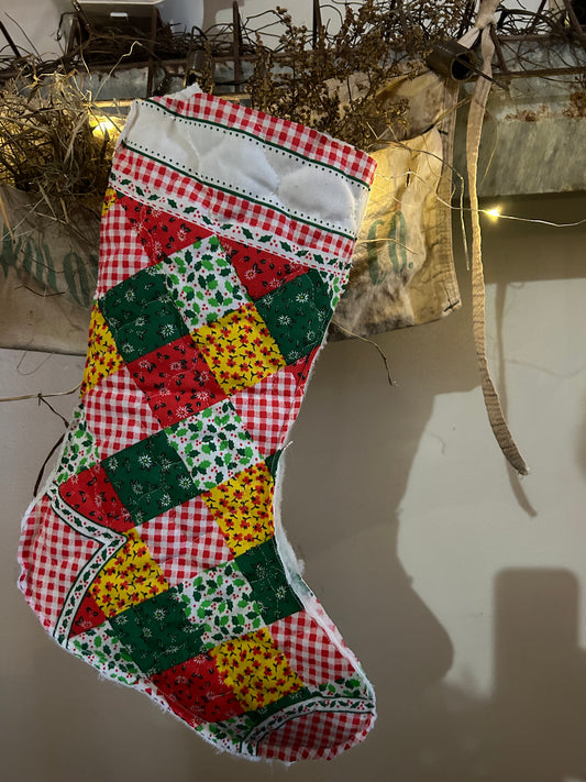 Vintage Handmade Quilted Stocking