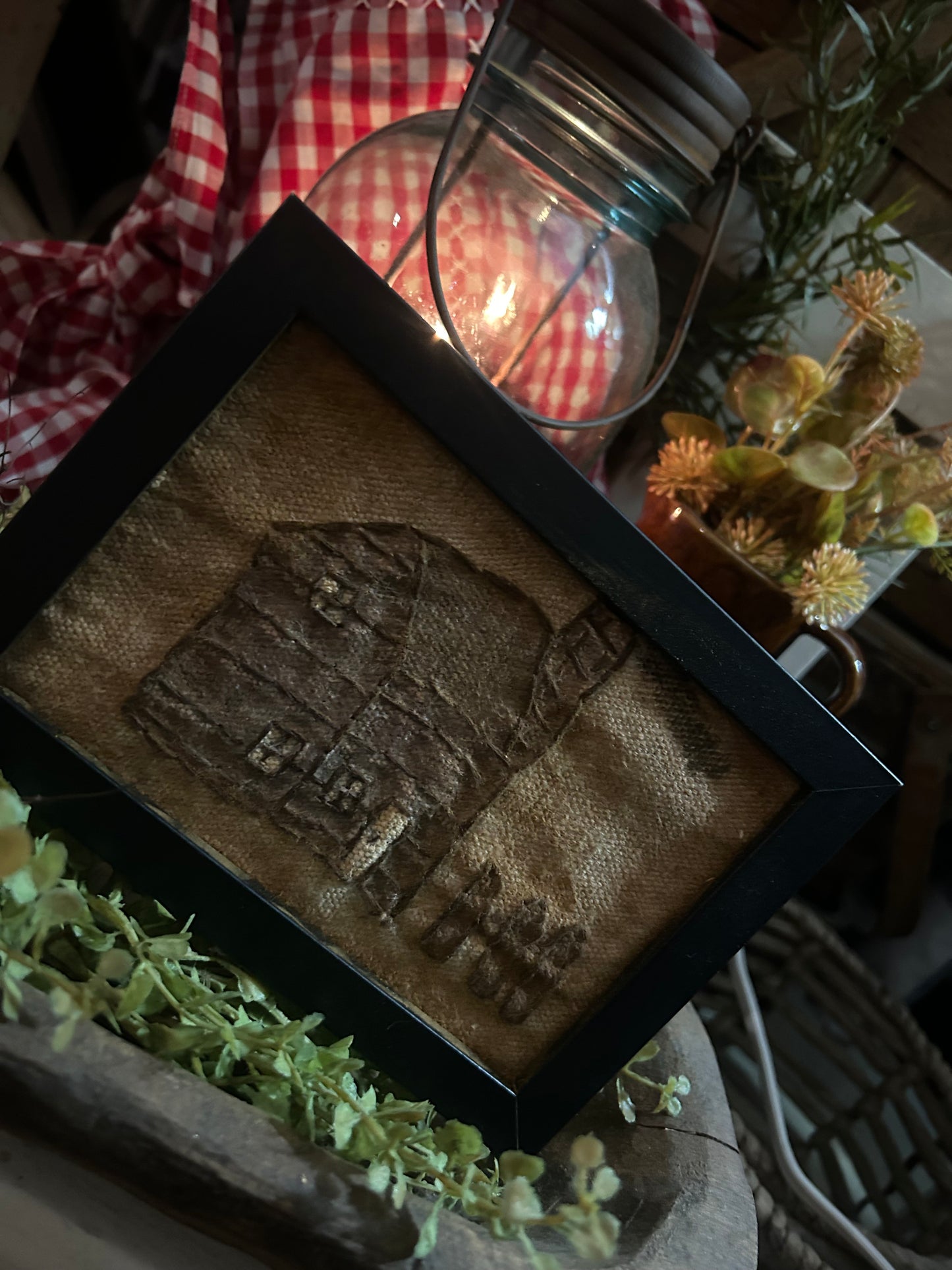 Primitive Handmade Cabin Sampler