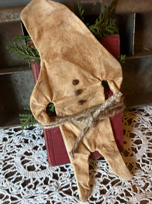 Primitive Handmade Flatty Gingerbread Gathering on old Book