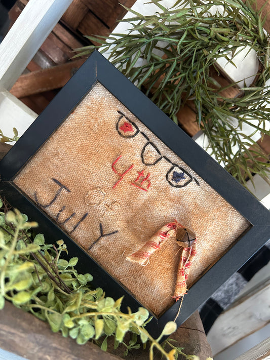 4th of July Handmade Primitive Sampler