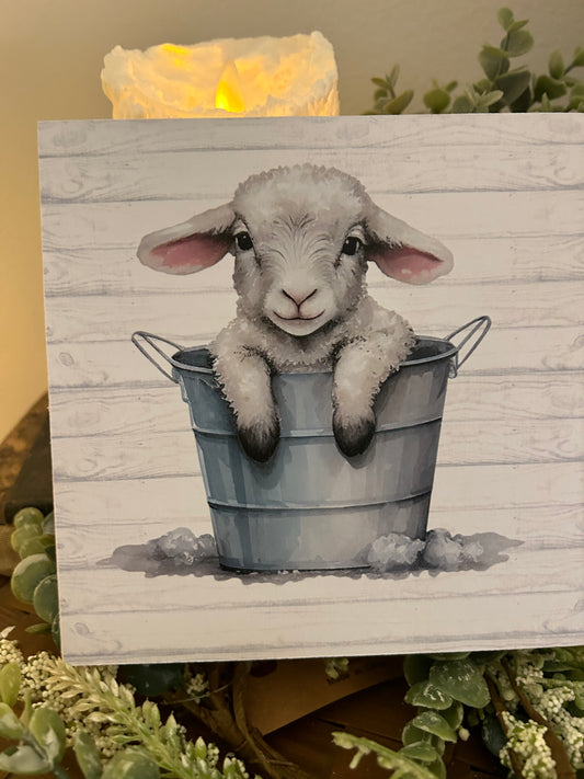 Sweet Sheep in pail print