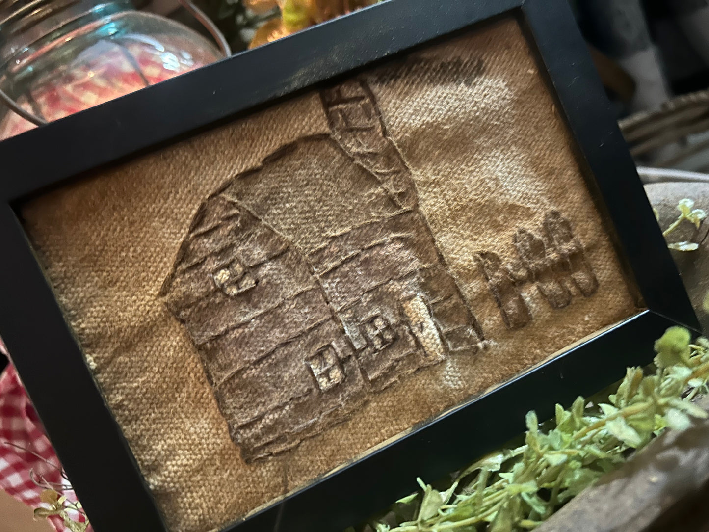 Primitive Handmade Cabin Sampler