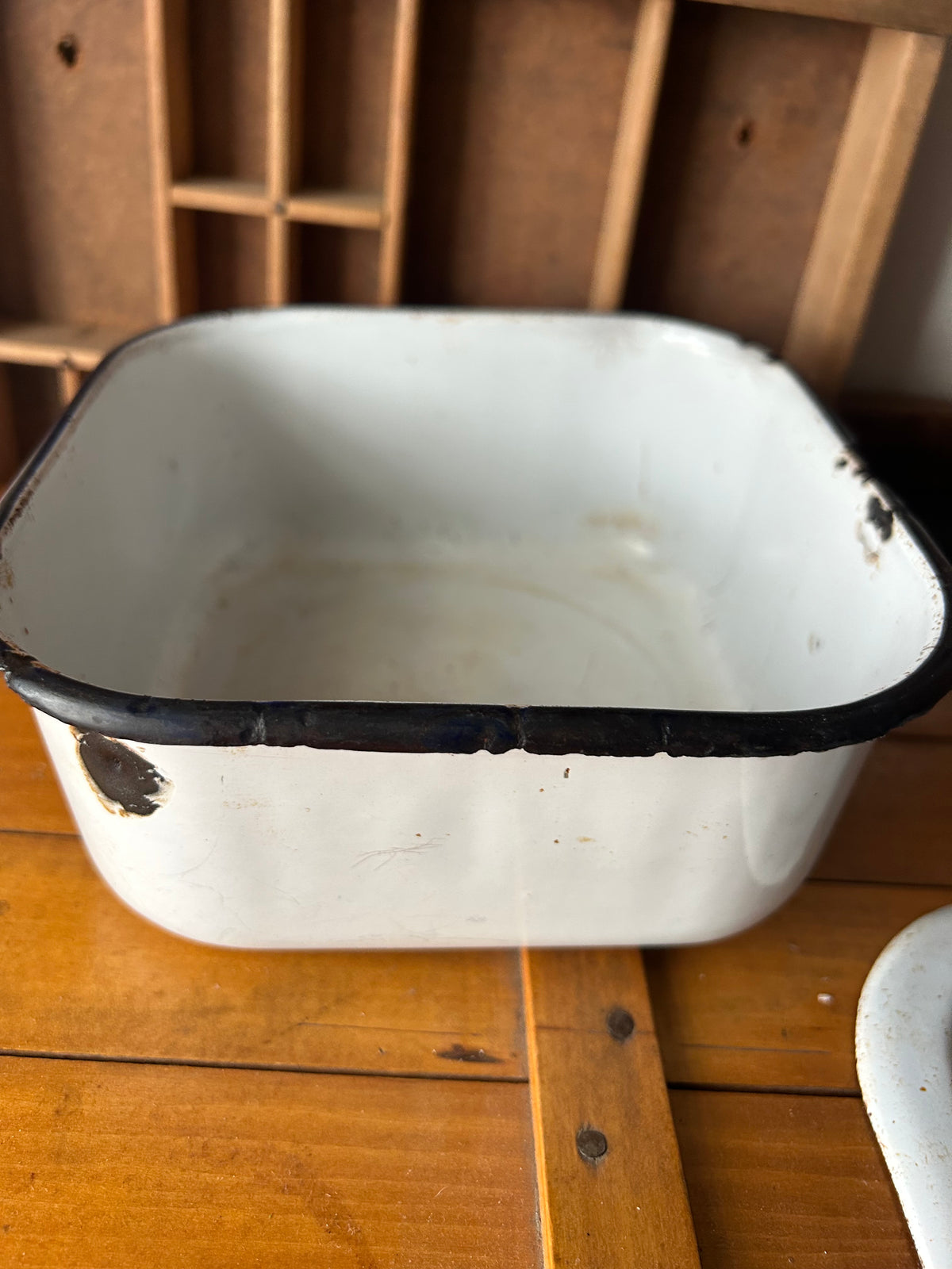 Vintage Enamel Pan w/Lid