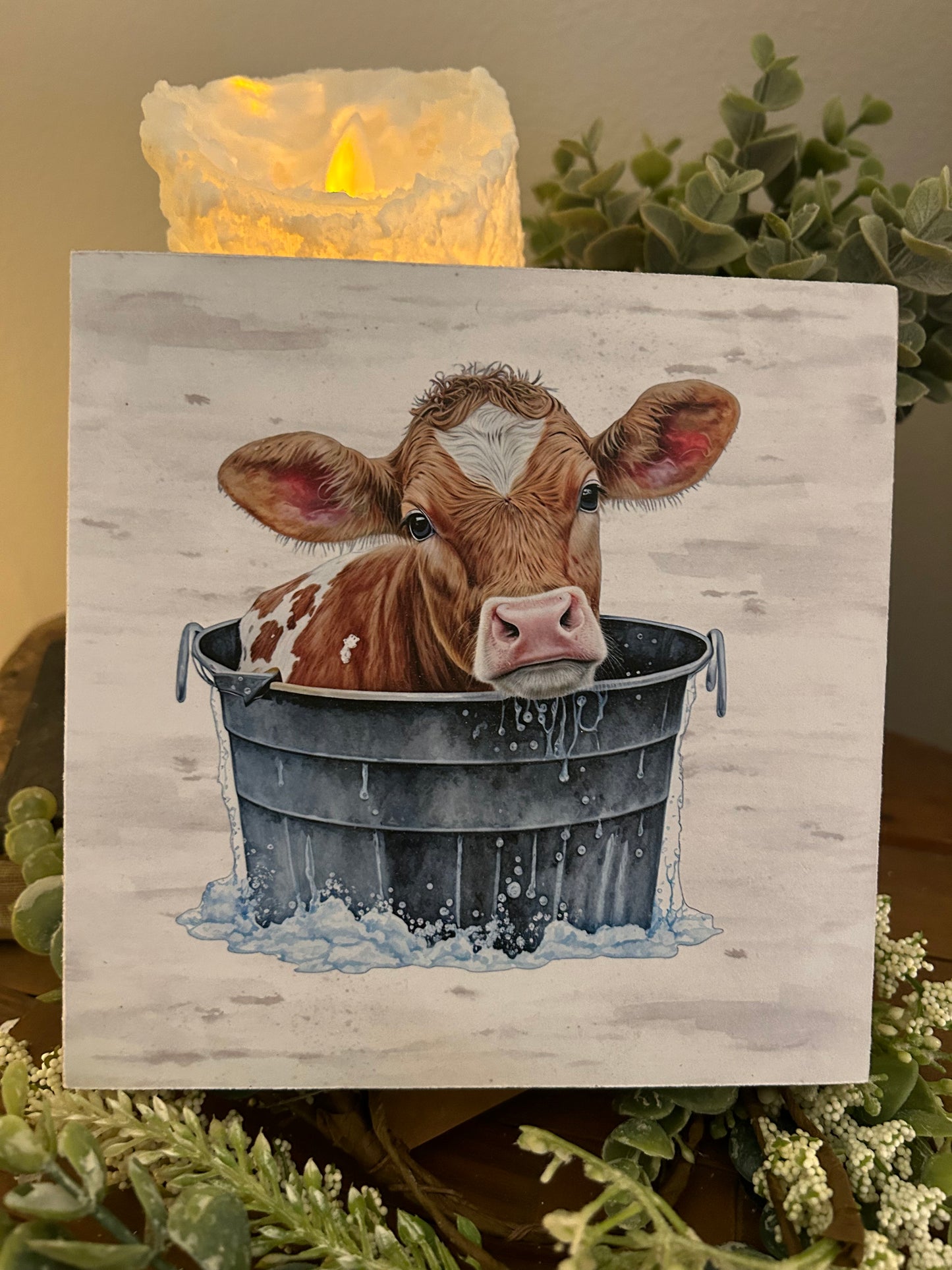 Baby Cow in Pail Print