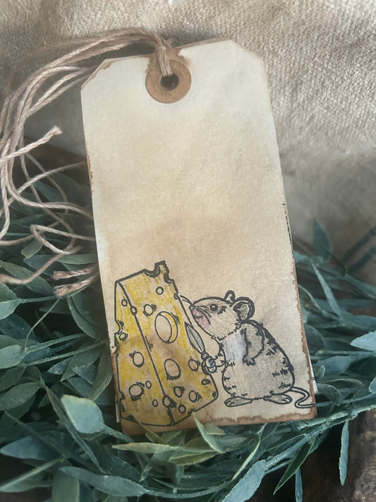 Who cut the CHEESE Handmade Mouse Tag